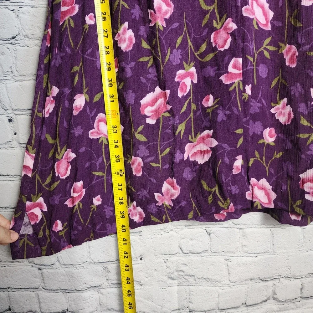 Forever Caroline Vintage 90s Floral Sleeveless‎ Midi Dress Purple Pink XL
